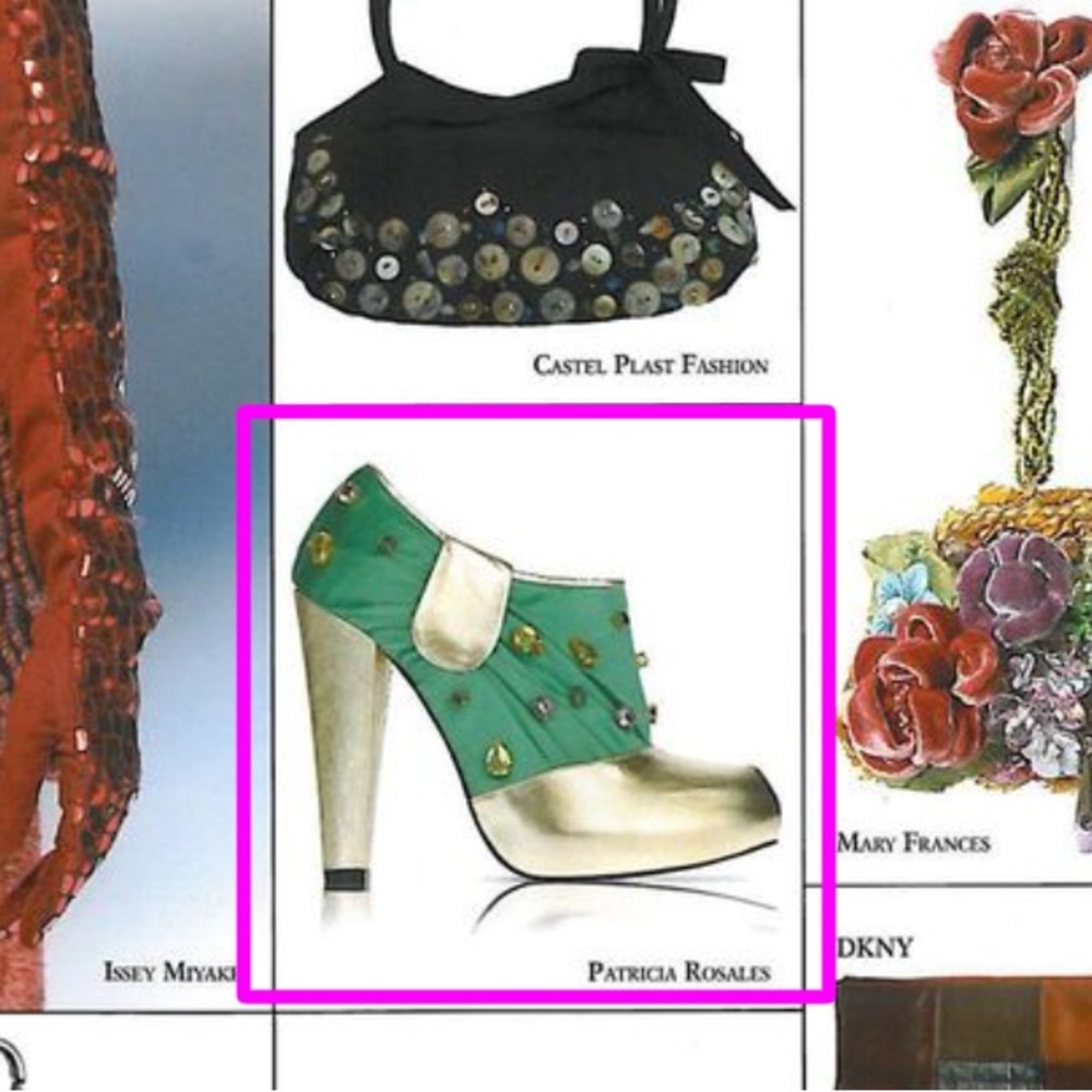 Patricia Rosales Gold Leather Red Satin Swarovski Jewel Embellished Ankle Boots - Picture 13 of 15